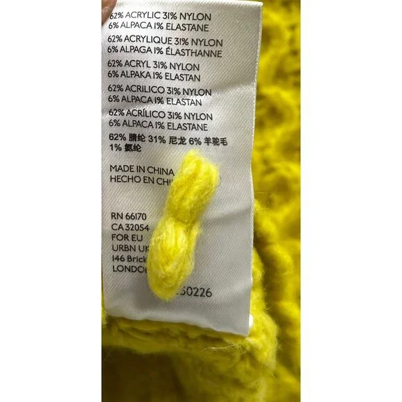 Anthropologie Bia Mock Neck Alpaca Chunky Knit Sweater Womens XS Textured Yellow - Picture 4 of 5